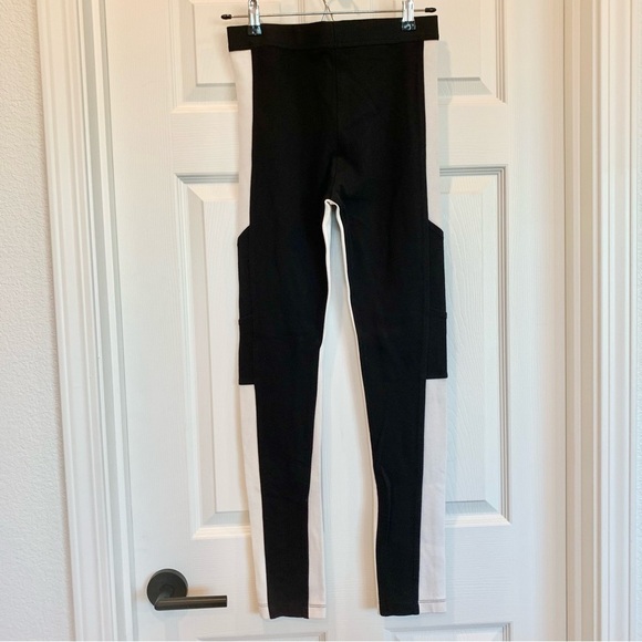 BCBGMaxAzria Black White Colorblock Paneled Jeremiah Leggings Pants - Picture 6 of 8